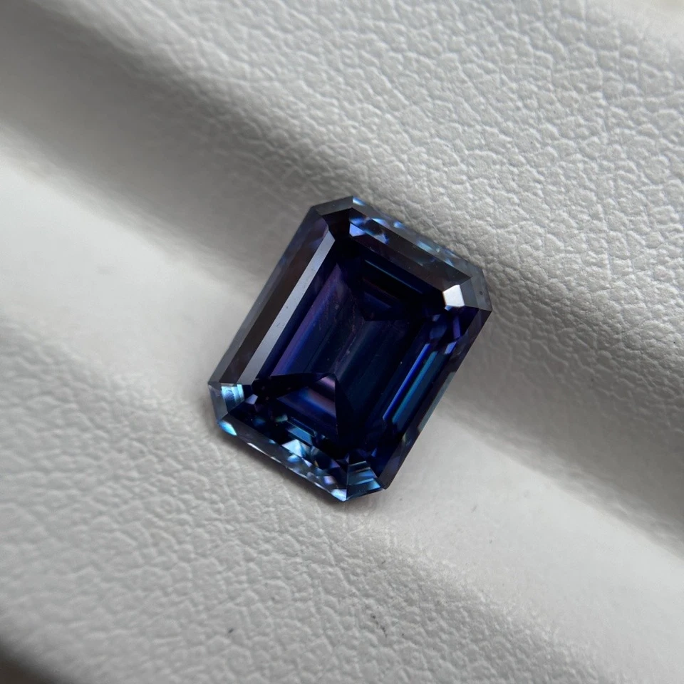 Emerald Cut 1PCS 5x7-10x14mm Sapphire Loose Moissanite Gemstone GRA Certificate - Image 2 of 4