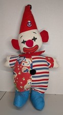 Vintage Stuffed Toy Clown Bright Colors/Stripes - 23" x 14"