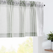jinchan Striped Linen Valance Curtain 16 Inch Vertical Striped Valance for Kitch