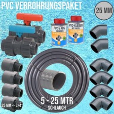 PVC Klebe Fittings Verrohrungspaket Pool Schwimmbad Schlauch FLEX 25 mm (3/4")