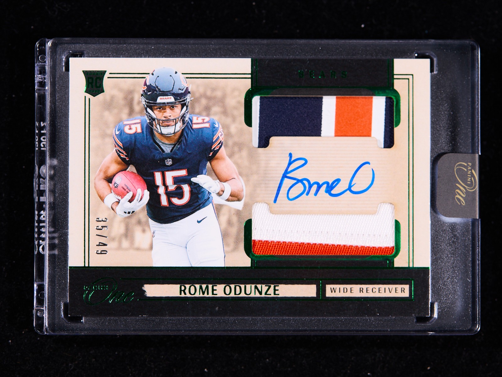 Rome Odunze 2024 Panini One Football RC Patch Auto Green 35/49