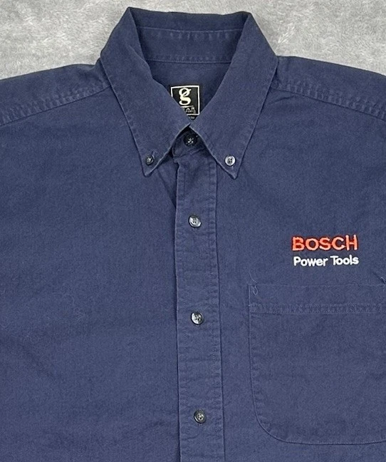 Gear for Sports Denim Shirt Mens Medium Blue Button Workwear Bosch Power Tools - Image 2 of 4
