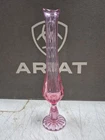 Vtg Fenton Thumbprint Colonial Pink Footed Swung Bud Rose Flower Vase 12”