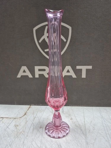 Vtg Fenton Thumbprint Colonial Pink Footed Swung Bud Rose Flower Vase 12”