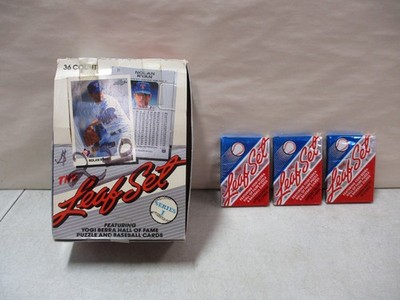 1990 Leaf Baseball Series 1 Wax Box with 3 Extra Packs