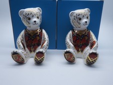 2 X ROYAL CROWN DERBY GOLD TIE DEBONAIR BEAR PAPERWEIGHTS (1 X SIGNED)