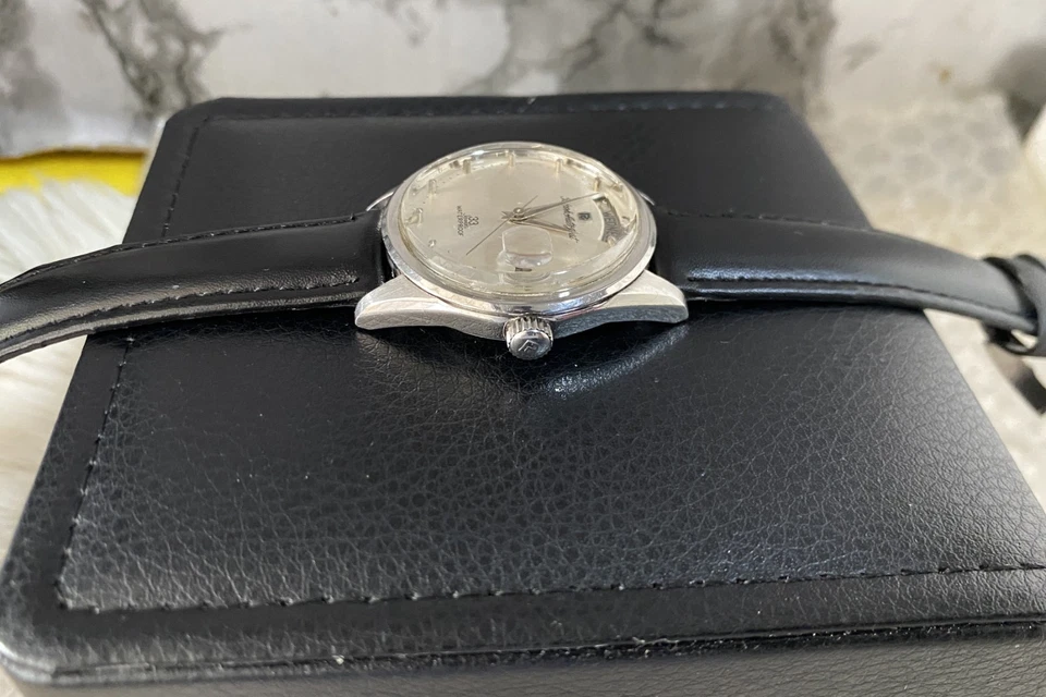 Montre vintage Ricoh Day-Date cadran argenté 33 bijoux en acier inoxydable Japon - Photo 2/4