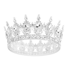 Queen Crown Rhinestone Wedding Crowns and Tiaras for Women Silver White