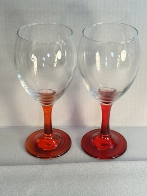 Vintage Studio Silversmiths Ruby Red Stemmed Crystal Wine Glass Goblet Barware