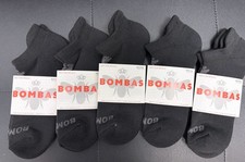 Lot of 5 Bombas Cushioned Comfort Ankle Socks Black Size Medium