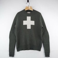 Alps & Meters Original Ski Race Knit Patrol Wool Cross Sweater Men’s S Green