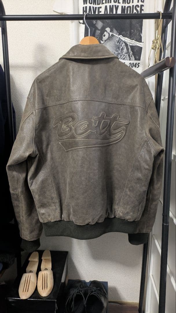 BoTT Script Logo Cracked Leather Jacket - image 2