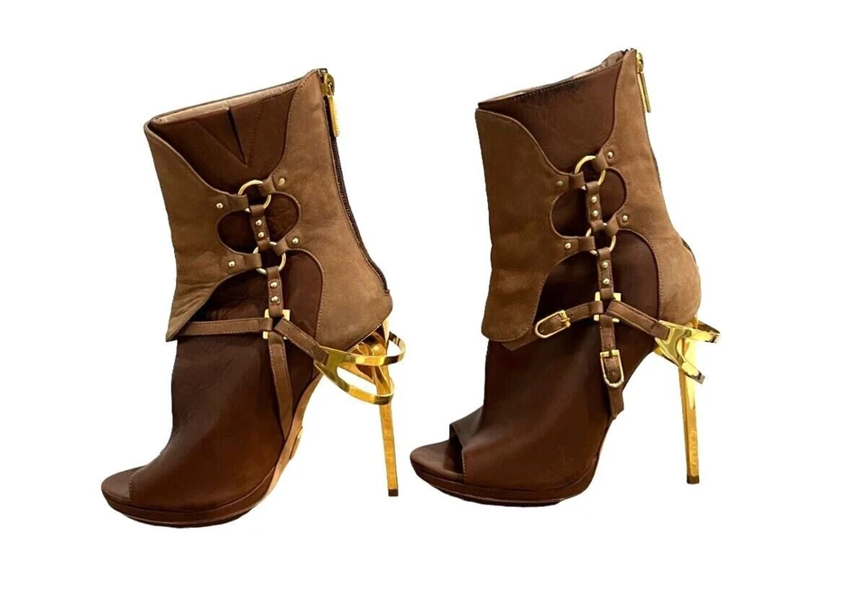 Tacones superpuestos de cuero y gamuza Herve Leger Alyn talla 36,5 con certificado de autenticidad Foto 2 de 4