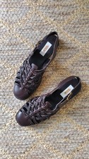 90s Dark Brown Leather Close Toe Slingback Strap Huarache Cage Sandals Women 6.5