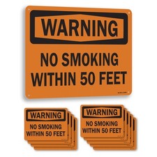 No Smoking Within 50 Feet OSHA Warning Sign Metal, Plastic, Decal 5 or 10 Pack