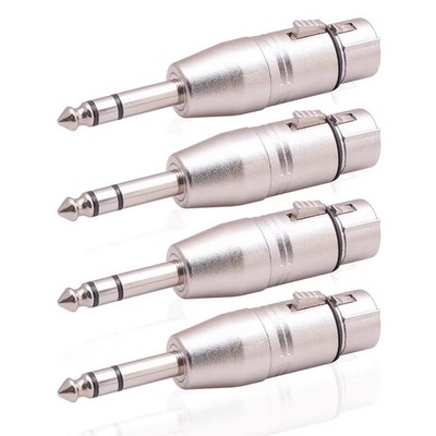 Smithok 4 Pack XLR Female to 1/4'' TRS Adapter, Balanced Silver 