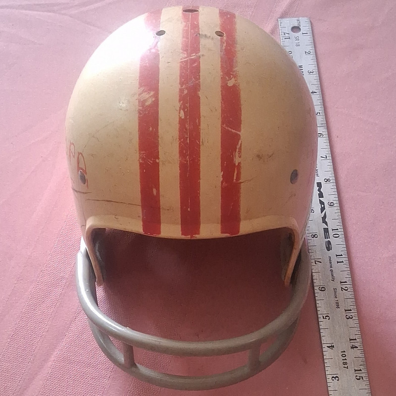 Rawlings Vintage Youth Football Helmet Large White w/ Facemask Red Stripes HC60