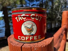 Vintage 1940's Graphic 1lb Tac Cut Coffee Tin Can