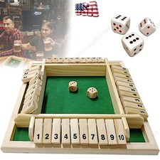 Wooden Shut The Box 4/6 Player Game Traditional Pub Dice Game for Family NEW