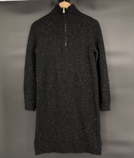 J.Crew Women's Long Sleeve Half-Zip Sweater Dress S Black Speckled Preppy Cozy