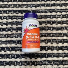 Now Brand Vitamin D3 K2 1,000IU 45mg Bone Cardio Support 120 capsules
