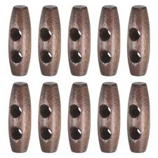 10PCS Wooden Toggle Buttons, 1.2x0.4in Natural Olive Shape Buttons [Coffee]