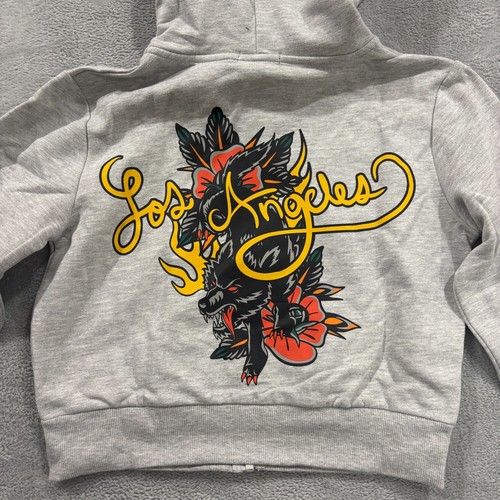 Fashion Nova Hoodie Women's Medium Alpha Energy Zip Front Crop Graphic Print LA