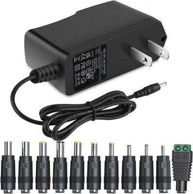 DC12V Power Supply 1A 12V AC Adapter with 11 Changeable DC Plug Tips... 