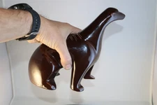 Vintage JARU Pottery California RareBrown Ceramic Polar Bear Statue Figure MCM