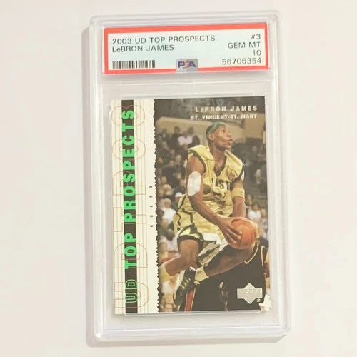2003-04 UD Top Prospects LEBRON JAMES #3 RC Rookie Card PSA 10 High School Dunk!