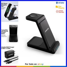 3 in 1 Wireless Charging Station Stand 15W Qi Phone Watch Earbuds Charger USB-C