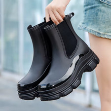 H Damen Regenstiefel Wasserdicht Rutschfest Gummi Leicht Bequem