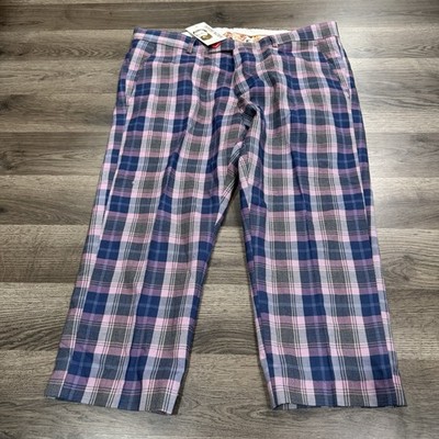Aron Imani Turkish Mens Golf Dress Pants Size 32x19) Pink/blue Check New