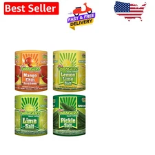 Gourmet Flavored Salt Assortment: Lime, Mango Chili & Dill Pickle Snack 4-Pack