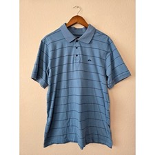 Quiksilver Polo Mens Preppy Horizontal Striped Blue XL Surf Collared Shirt