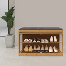 Entryway Shoe Bench Shoe Rack Bench with Cushion Shoe Rack Bench w/Storage Space