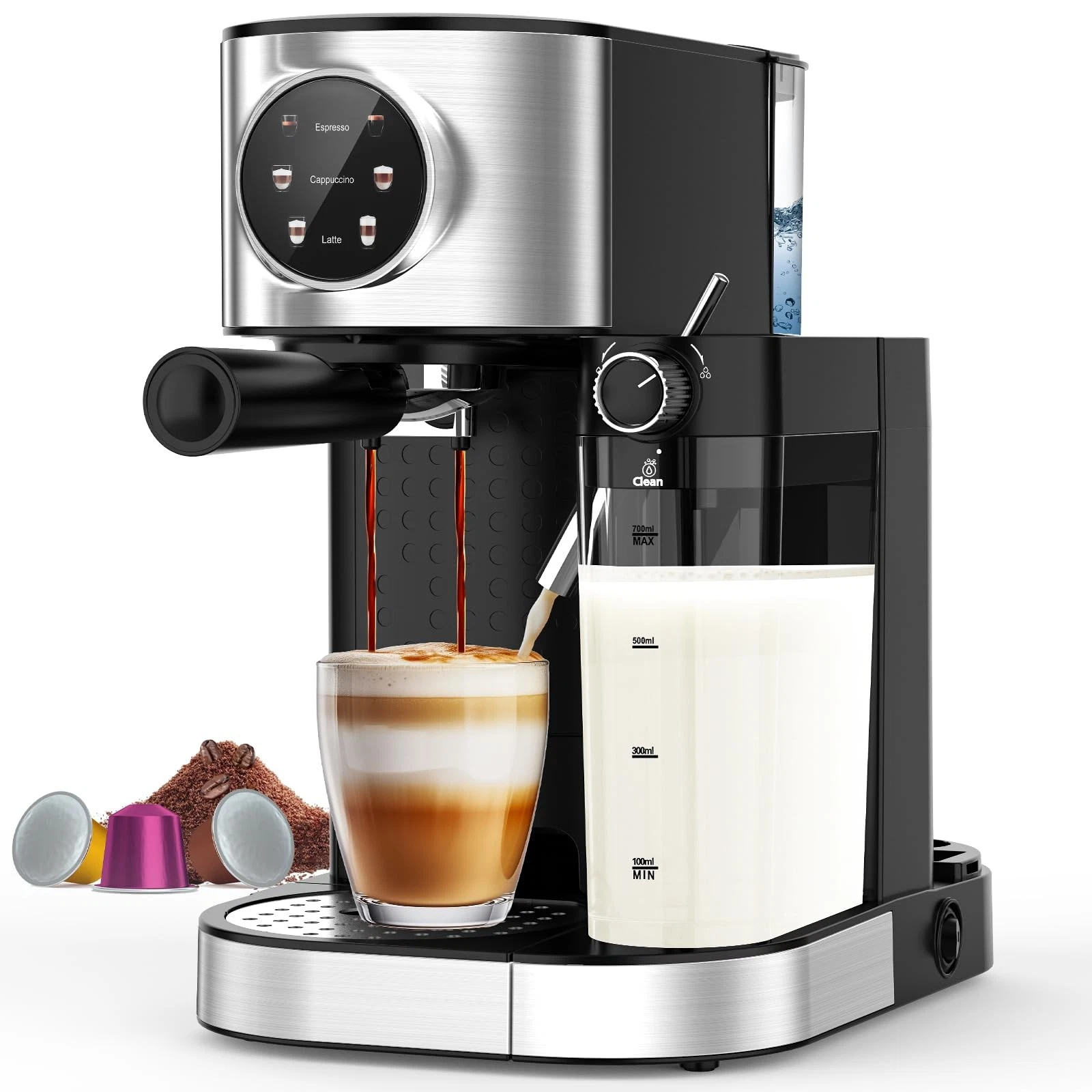 Electactic Espresso Machine 20 Bar, Super Compact Espresso Maker Stainless Steel