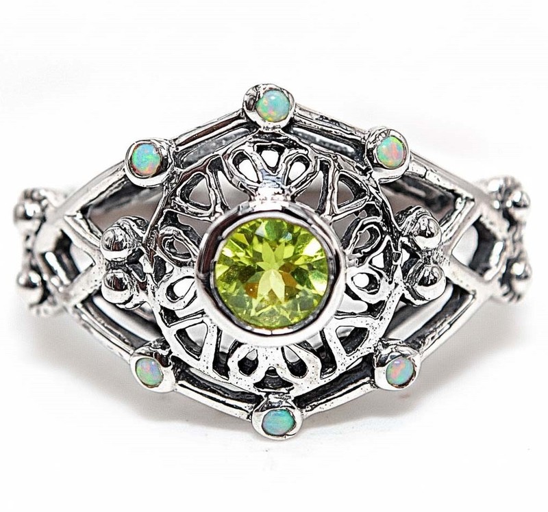  Peridot 925 Sterling Silver Nouveau Style Ring Jewelry Sz 8 PC12-3