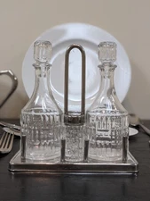 Vintage Oil and Vinegar Cruet Set with Salt & Pepper Shakers 