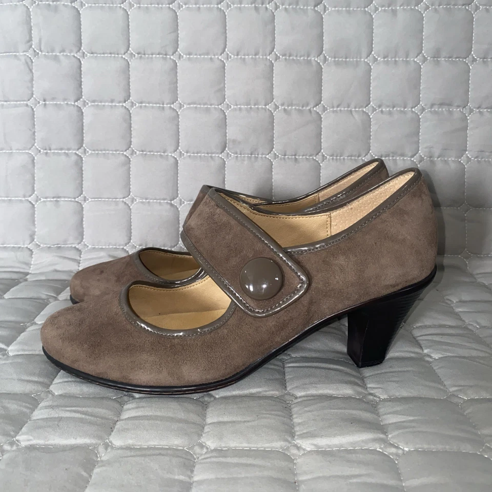 Softspots Daria Mary Jane Dress Pump Shoe Brown Suede Slip On Heel Womens 8.5WW - Image 2 of 4