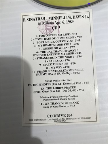 Frank Sinatra '62 & '86 and Sinatra, Davis, Minnelli 1989 Concert Live In Italy - Picture 7 of 19
