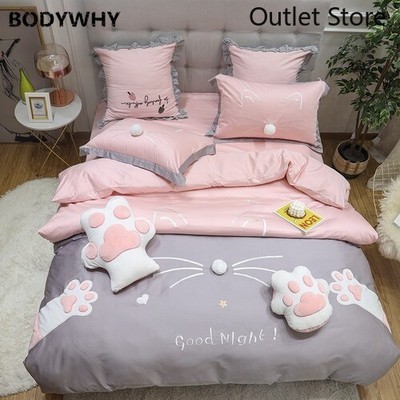 Embroidery 4pcs Egyptian Cotton Cover Set Bedding Sets Pillowcase Bed Cover Bed