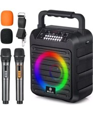 Portable Karaoke Machine with 2 Rechargeable Wireless Microphones