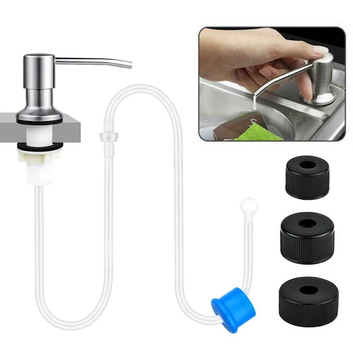 360°Sink Soap Dispenser Kitchen Stainless Steel Hand Liquid Pump Bottle Tube Kit - Picture 7 of 7