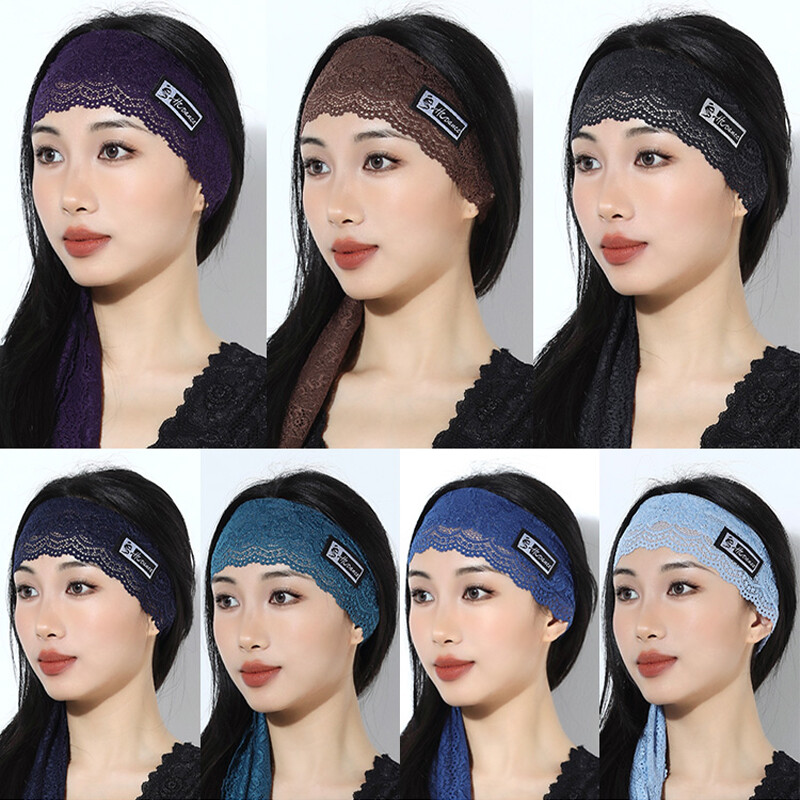 1pcs Dance Wide Headbands Head Wrap Floral Crochet Lace Hair Band Headwear