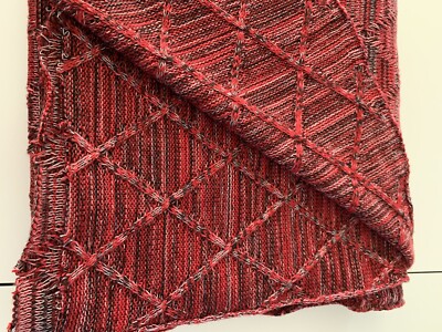 Red Black Gray Diamond Knit Jacquard Sweater Knit Fabric 58” Wide 1/4yds  Long