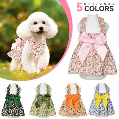 Pet Dog Cat Spring Summer Clothing Princess Dress Sweet Printed Puppy Cat Skirt 