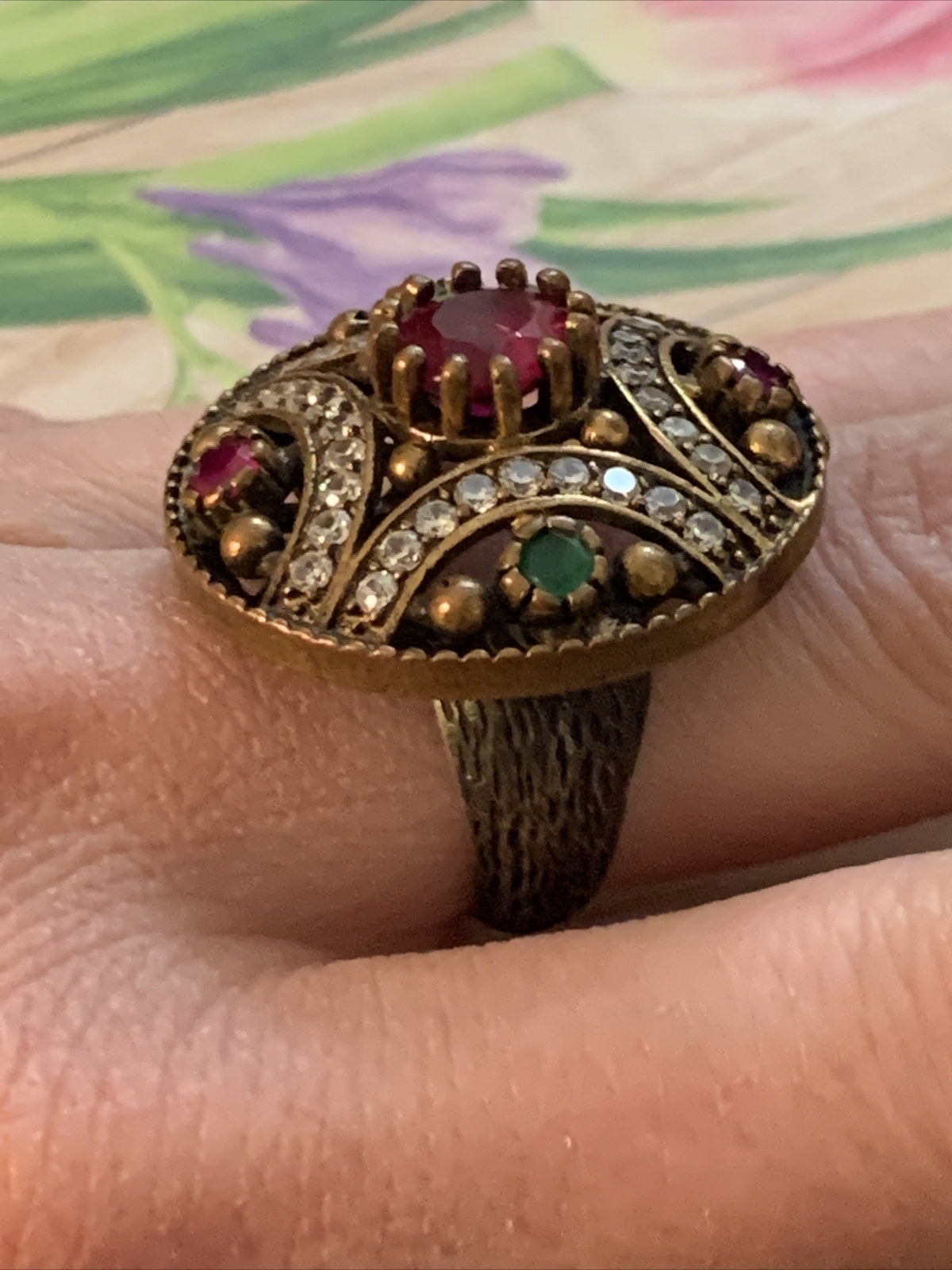 VTG ORMATE TURKISH OTTOMAN RUBY EMERALD COLOR LAR… - image 10
