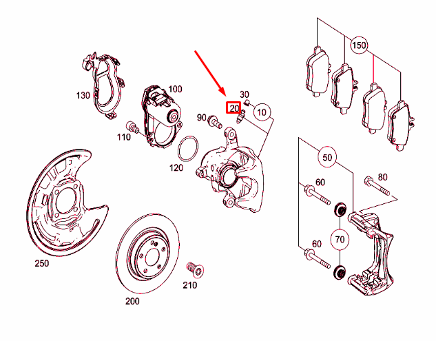 MB CLA C117 Hinterrad-Bremssattel-Entlüftungsventil A0004214365