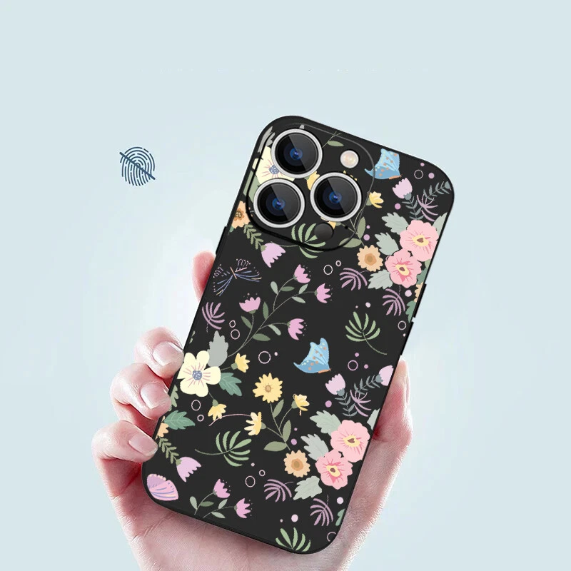 Phone Case For iPhone 16 15 Pro Max 14 13 12 11 8 XS Silicone Flowers Slim Cover Phone Case For iPhone 16 15 Pro Max 14 13 12 11 8 XS Silicone Flowers Slim Cover